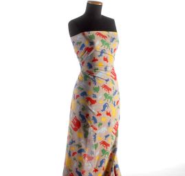 Viskozová látka na šaty s motivem zvířátek