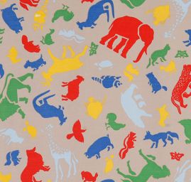 Viskozová látka na šaty s motivem zvířátek