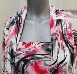 Viskozový úplet abstrakt červenorůžový