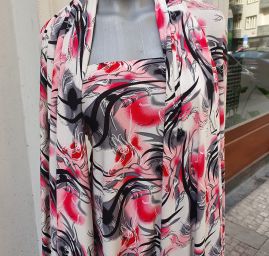 Viskozový úplet abstrakt červenorůžový