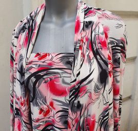 Viskozový úplet abstrakt červenorůžový