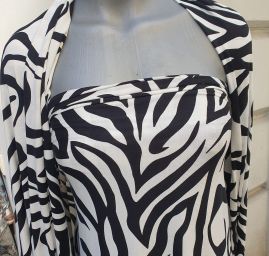 Letní úplet viskozový zvířecí vzor černobílý