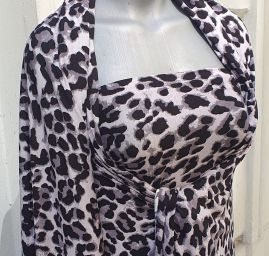 Letní úplet viskozový zvířecí vzor černošedý