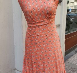 Letní viskozový úplet drobné květy oranžový