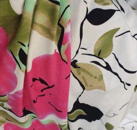 Letní viskozový úplet bordurový květinový vzor