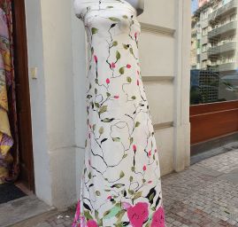 Letní viskozový úplet bordurový květinový vzor