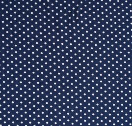 Letní úplet viskozový vzor puntíků modrá/bílá