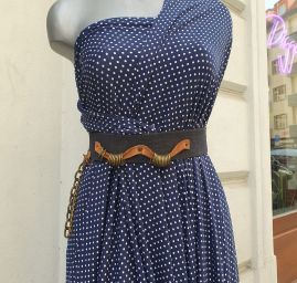 Letní úplet viskozový vzor puntíků černá/bílá