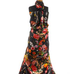 Hedvábná látka digitální tisk černá