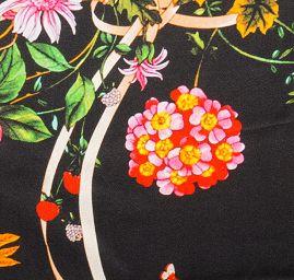 Hedvábná látka digitální tisk černá