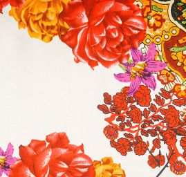 Hedvábný atlas květinový vzor folklor ve stylu DG