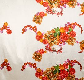 Hedvábný atlas květinový vzor folklor ve stylu DG