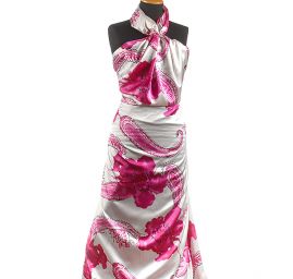 Hedvábný satén vzor paisley růžový