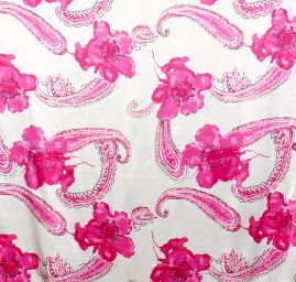 Hedvábný satén vzor paisley růžový