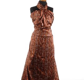 Hedvábný satén abstraktní motiv hnědý