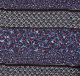 Krepdešín imitace hedvábí tisk paví pera