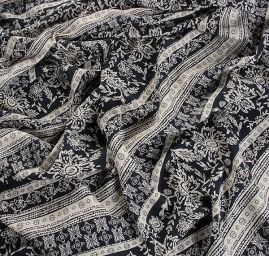 Viskozová šatovka kreš tmavě modrá/slonová kost