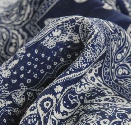 Viskozová šatovka kreš patchwork modrá/slonová kost