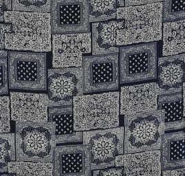 Viskozová šatovka kreš patchwork modrá/slonová kost