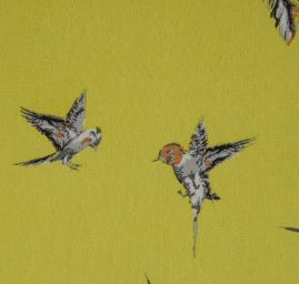 Šifon jemný se vzorem ptáčků žlutozelený