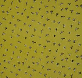 Šifon jemný se vzorem ptáčků žlutozelený