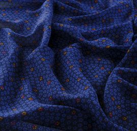 Šifon drobný květinový vzor modrý