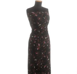 Šifon jemný vzor ptáčci černý