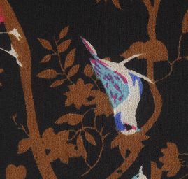 Šifon jemný vzor ptáčci černý