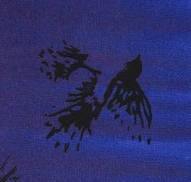 Šifon jemný vzor ptáčci modří