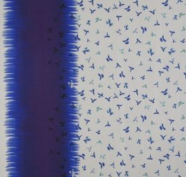Šifon jemný vzor ptáčci modří