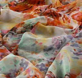 Šifon jemný duhový kaleidoskop