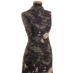 Pružná krajka tisk fialovočerná