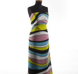 Šifon viskozový duhový zelenorůžový