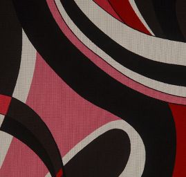 Šifon viskozový geometrický vzor čevenočerný