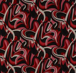 Šifon viskozový geometrický vzor čevenočerný