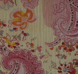 Šifon kreš paisley květinový vzor starorůžový