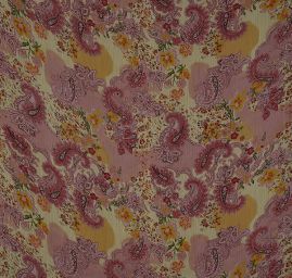 Šifon kreš paisley květinový vzor starorůžový