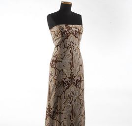 Šifon viskozvoý kašmírový vzor růžovohnědobéžový