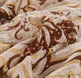 Šifon viskozvoý kašmírový vzor růžovohnědobéžový