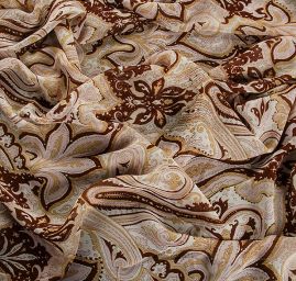 Šifon viskozvoý kašmírový vzor růžovohnědobéžový