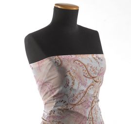 Šifon kreš starorůžový paisley vzor