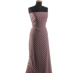 Šifon vzor puntík smetanový na růžovofialovém 