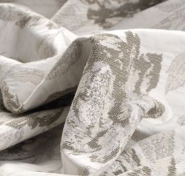 Žakárová látka květinový vzor olivovobílá
