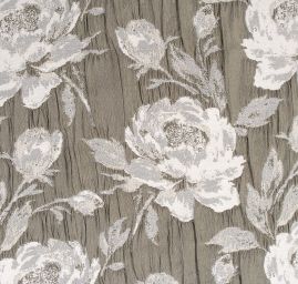 Žakárová látka květinový vzor olivovobílá