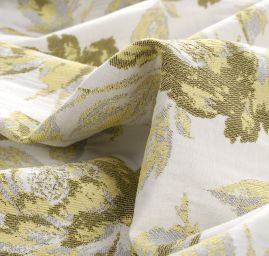 Žakárová látka květinový vzor zelenobílá