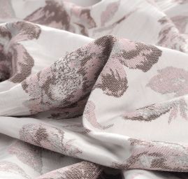 Žakárová látka květinový vzor hnědorůžová