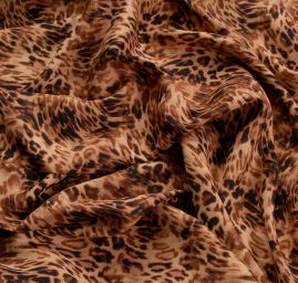 Viskozová šatová látka zvířecí motiv hnědá