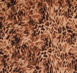 Viskozová šatová látka zvířecí motiv hnědá