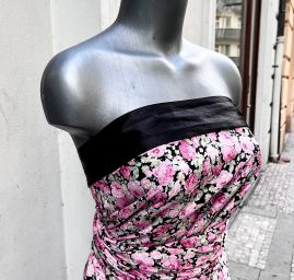 Viskozová šatová látka květy růží