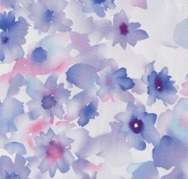 Viskozová šatová látka rozpité květy fialová